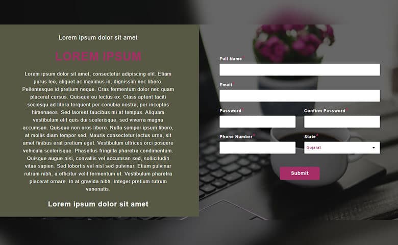 Responsive Unique Register Form Free Template
