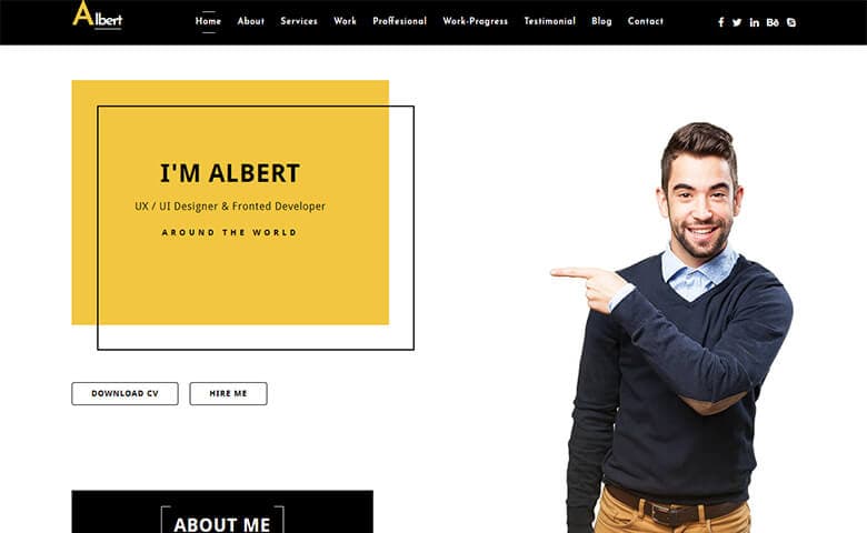 Albert – UX designer portfolio template HTML5
