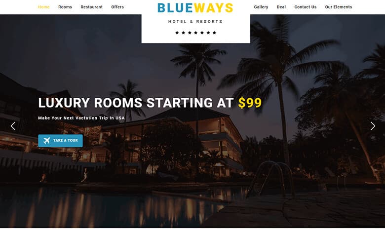 Blueways – Responsive HTMl5 Hotel Reservation Website Template