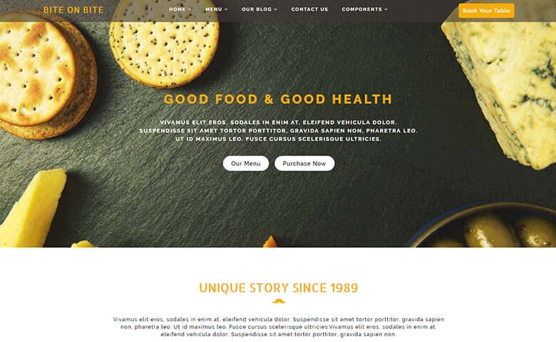 Bite on Bite – Free Restaurant HTML Website Template