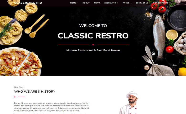 ClassicRestro – HTML5 Restaurant Menu Layout Template Free