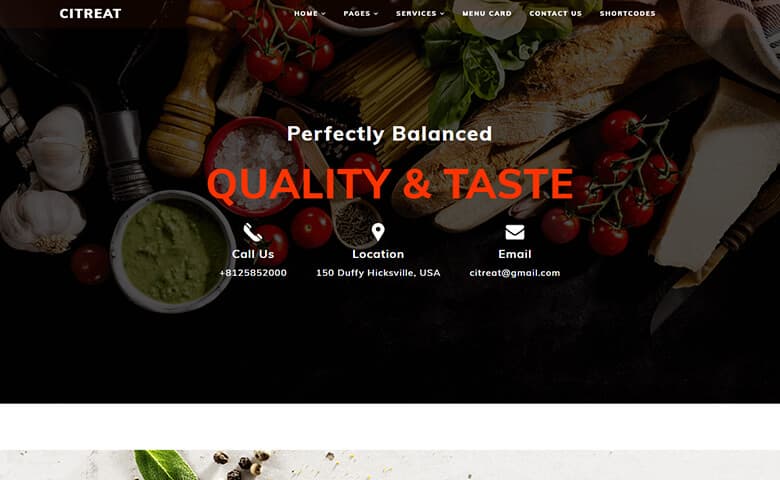 Citreat –  HTMl5 Restaurant Website Layout Template