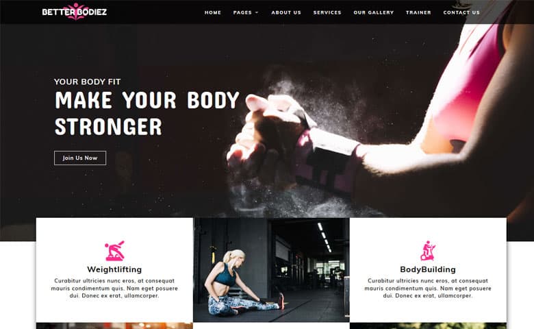 BetterBodiez – Responsive Fitness Website Design Template