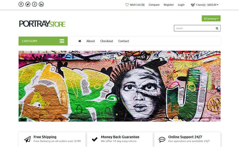 Portraystore – Responsive Art Gallery Website Design Template