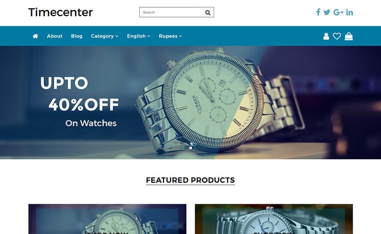 Timecenter – Responsive Watch Ecommerce Website Template