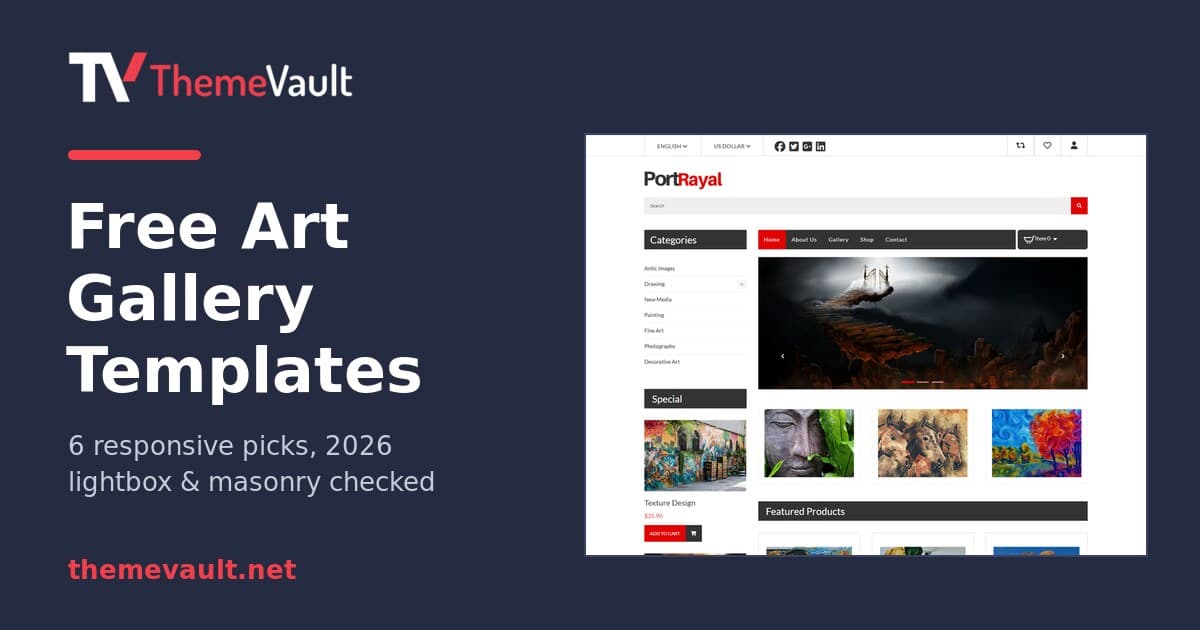 Free Art Gallery Website Templates (2026): 6 Responsive Picks