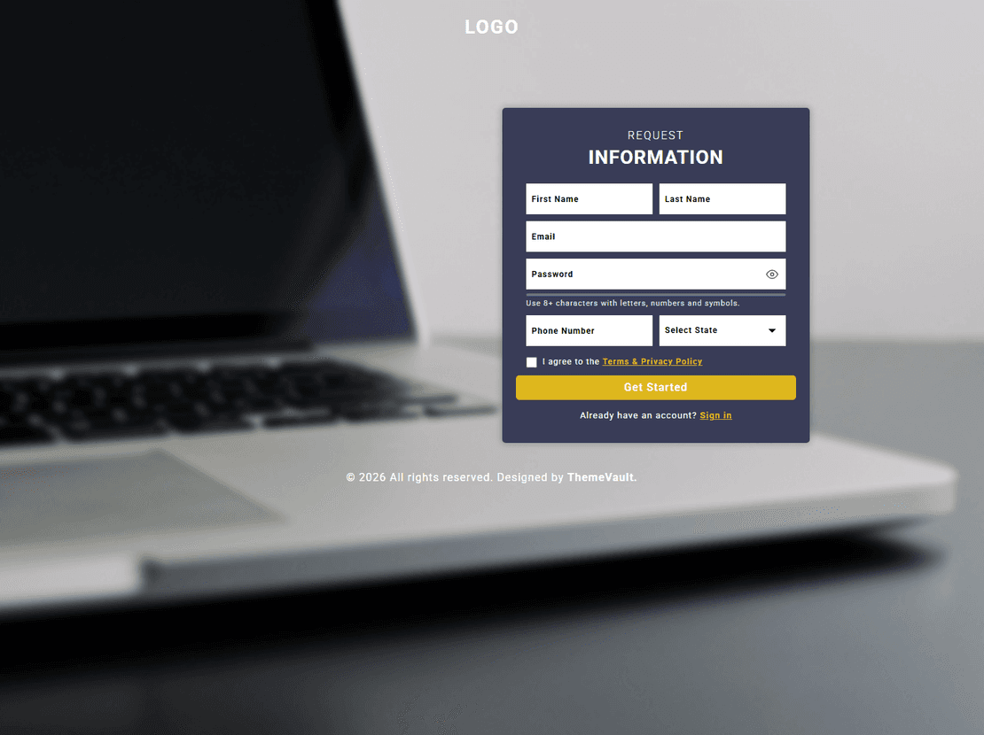 Basic Professional Sign Up Form