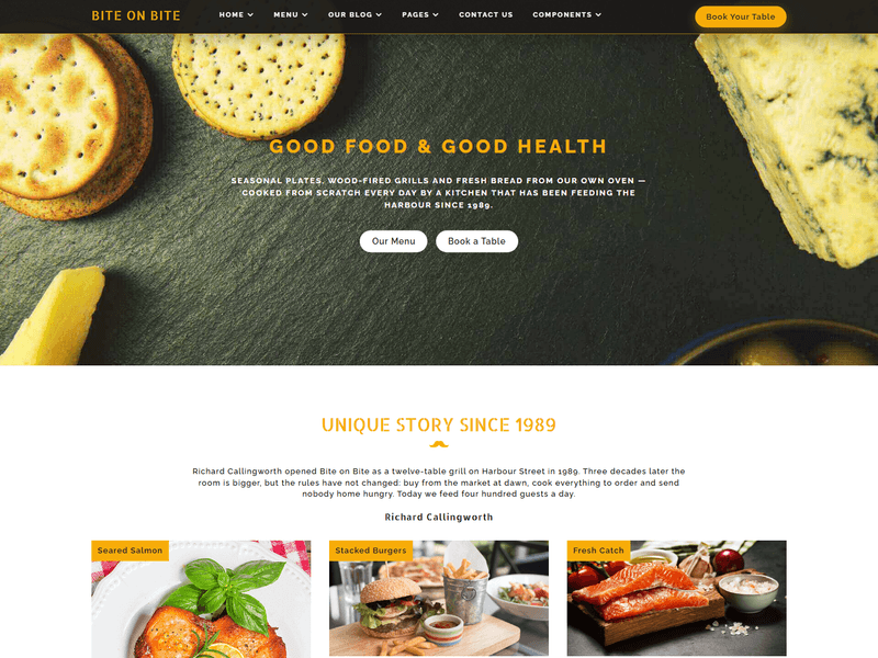 Bite on Bite – Free Restaurant HTML Website Template