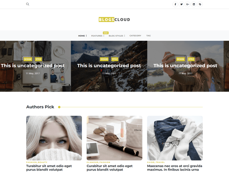 Blogscloud – HTML5 Blog Style Website Template