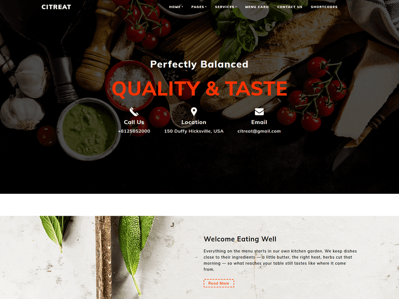 Citreat –  HTMl5 Restaurant Website Layout Template