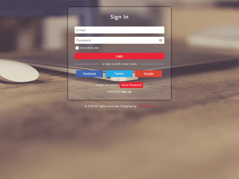 Responsive Colorful Login Form Widget Template