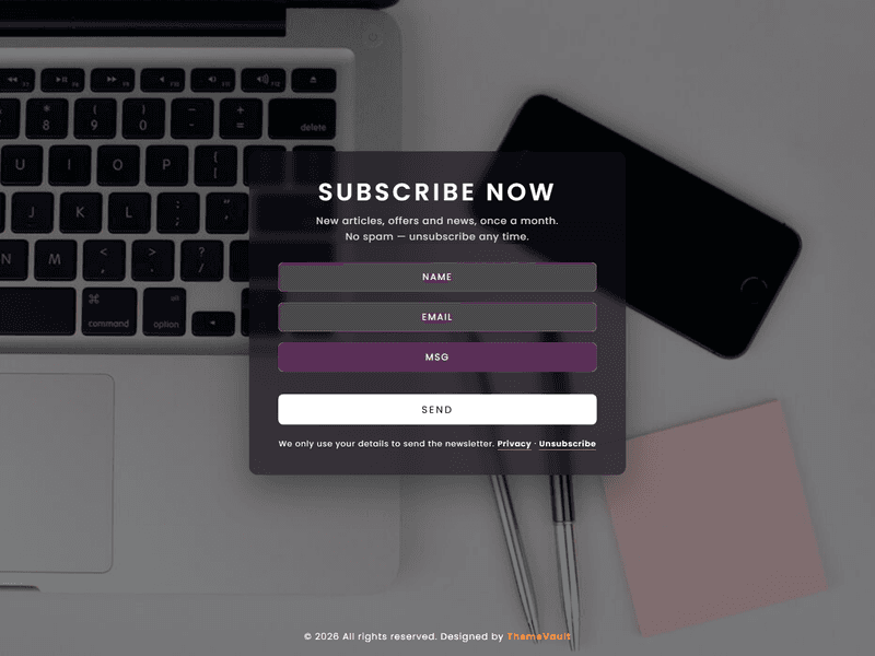 Easy Subscription Form Free Template