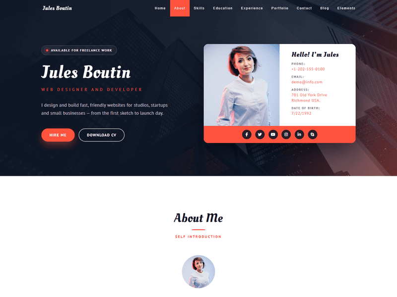 Elitecv - Responsive Portfolio Website Template HTML5