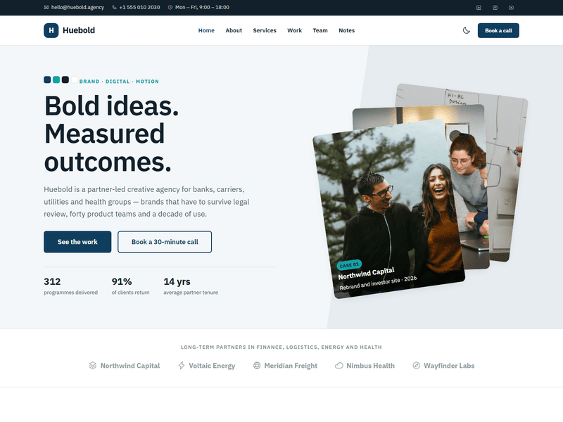 Huebold – Free Creative Digital Agency Website Template HTML5