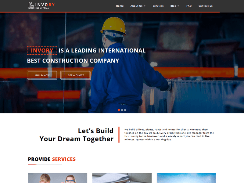Invory – Responsive Construction Company Web Design Template