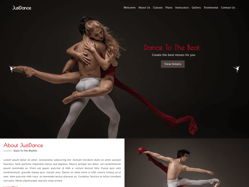 JustDance – HTML5 Dance Studio Website Template