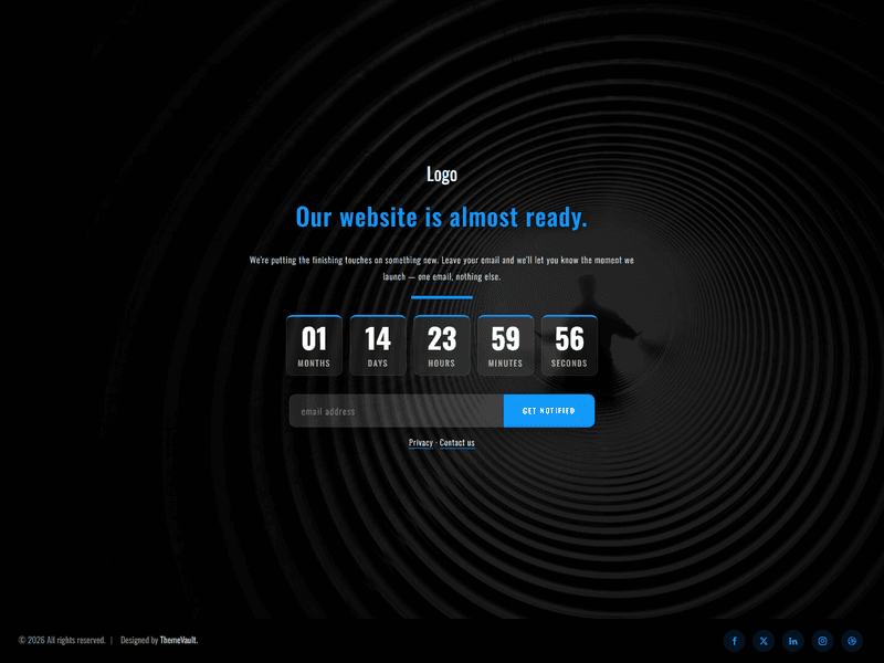 Responsive Launching Soon Page Free Widget Template