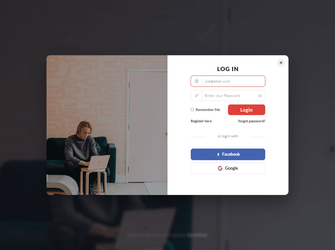 Modal Layout Login Form
