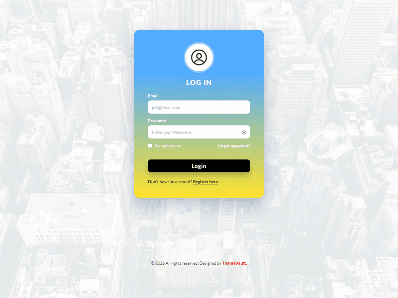 Sunrise Login Form
