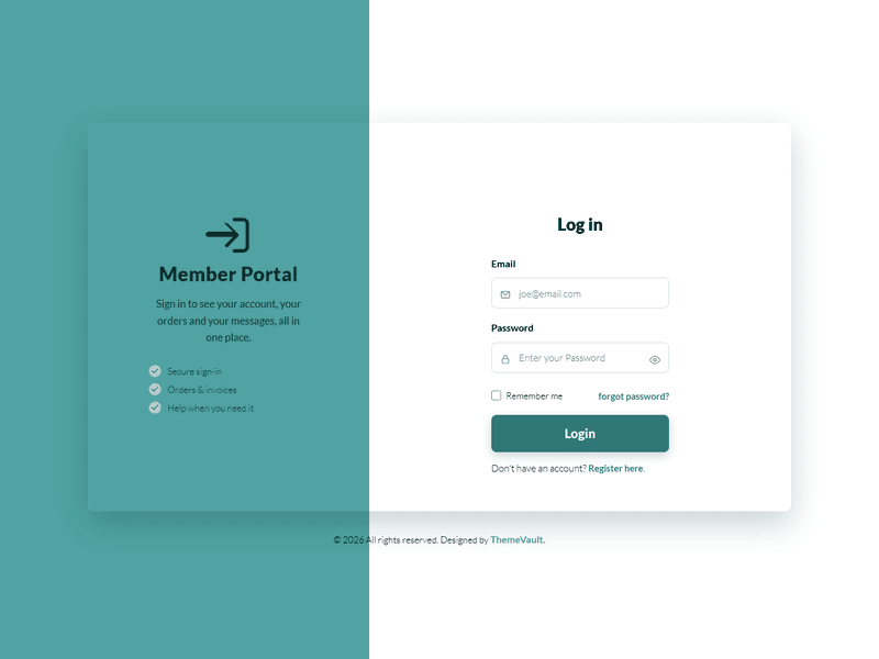 Portal Responsive Login Form Template