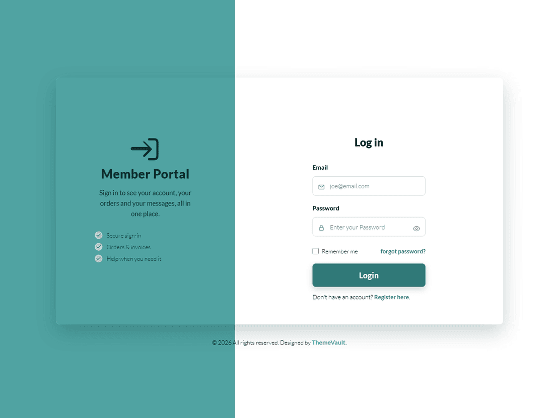 Portal Login Form