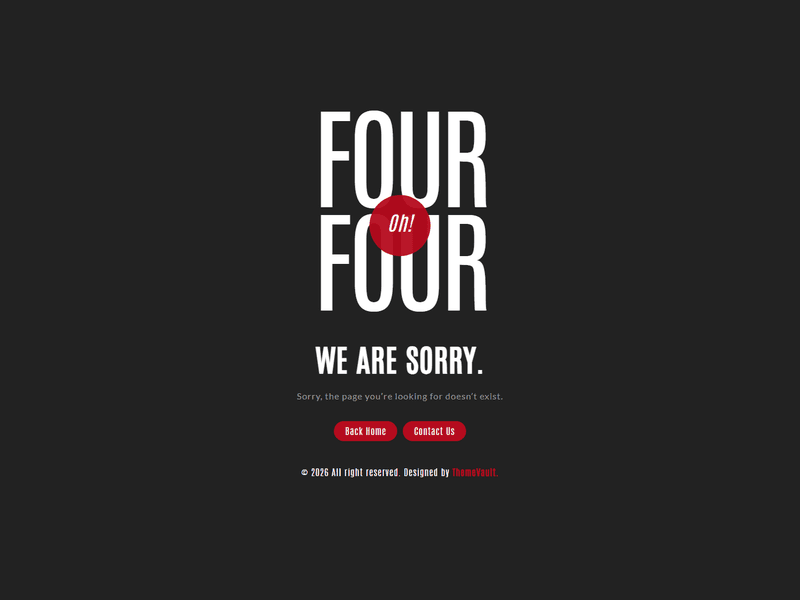 Red Highlighted 404 Error Page Template