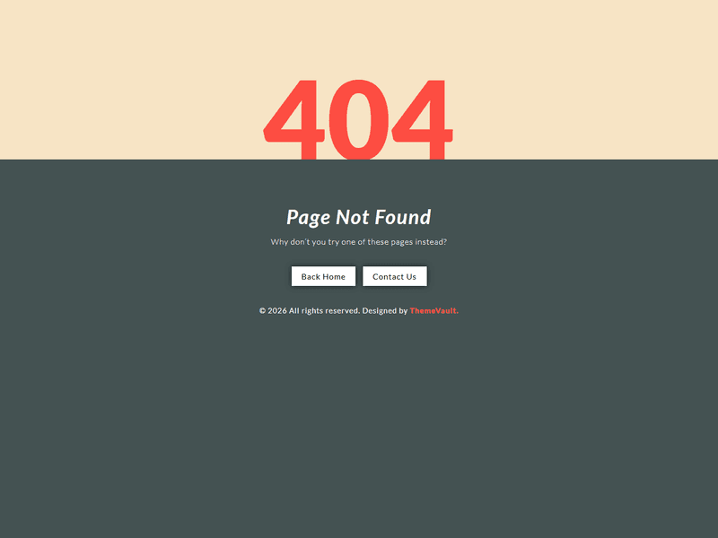 Simple looking 404 error page template