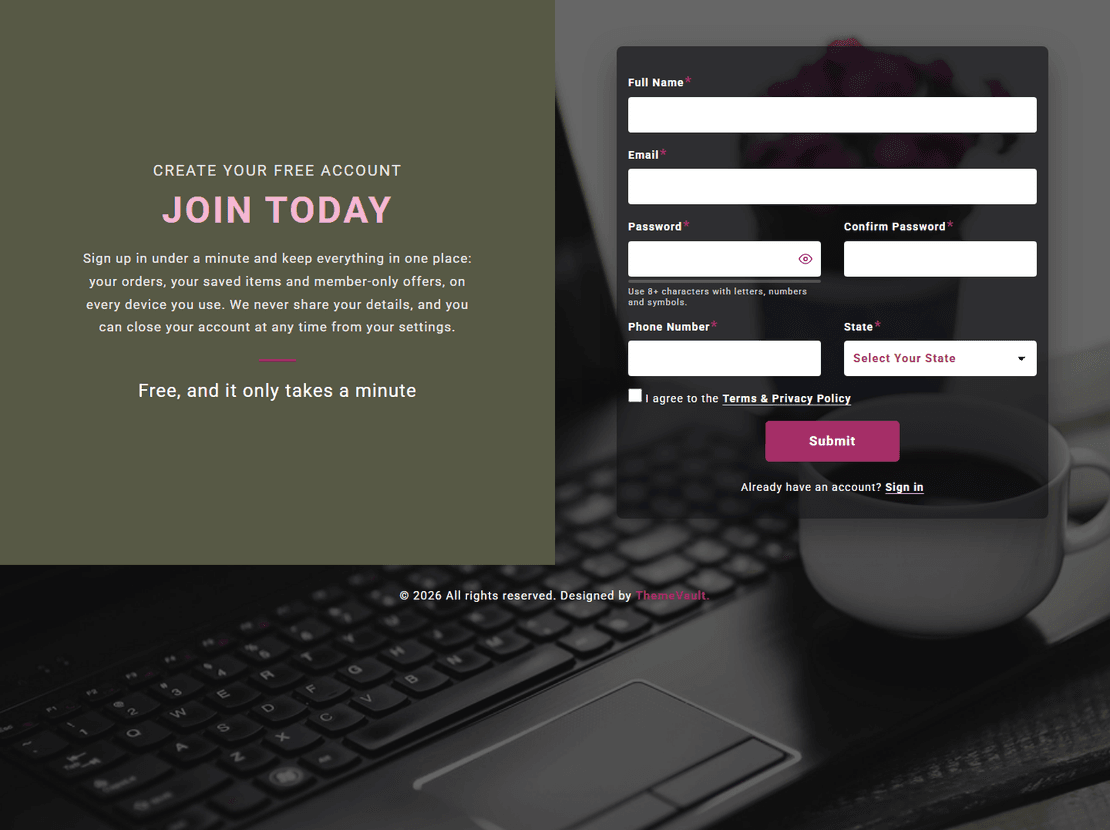 Unique Signup Form