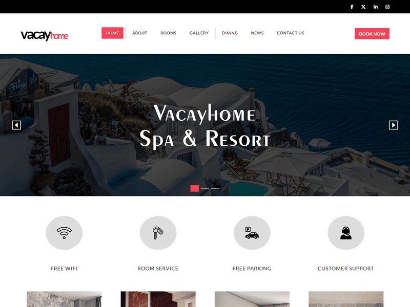 VacayHome- Free Resort and Hotel Website Template HTML5
