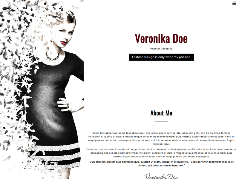 VeronikaDoe – Free Fashion Design Portfolio Template HTML5
