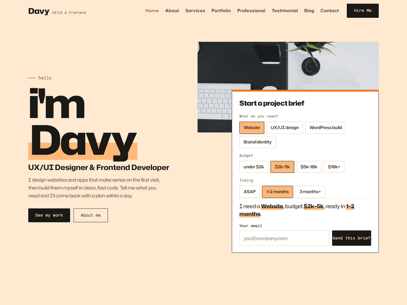 Davy-Del – Free Portfolio Website HTML Template