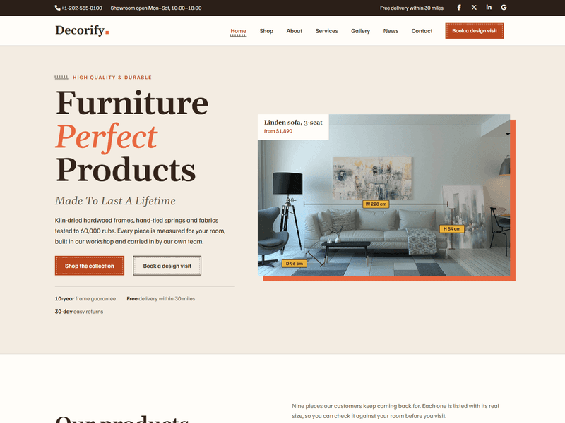 Decorify - HTML5 Furniture Store Website Template