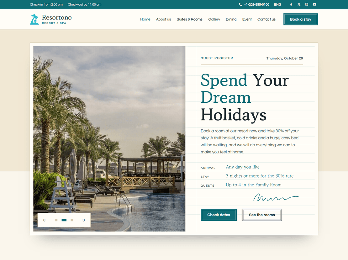 Resortono template preview