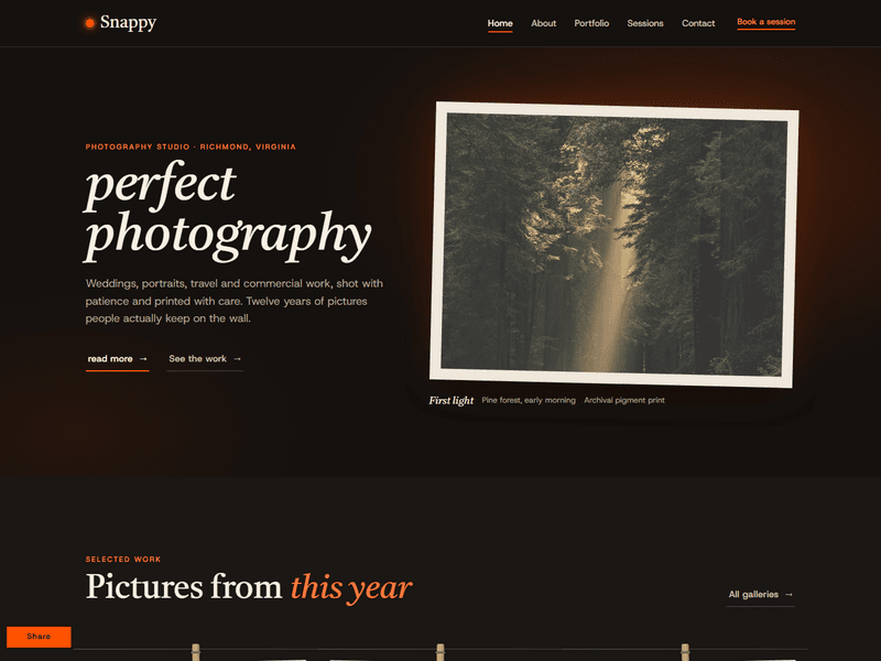 Snappy - Responsive Photography Website Design Template