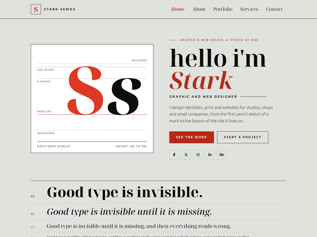 Stark-Semos – creative graphic design portfolio website template