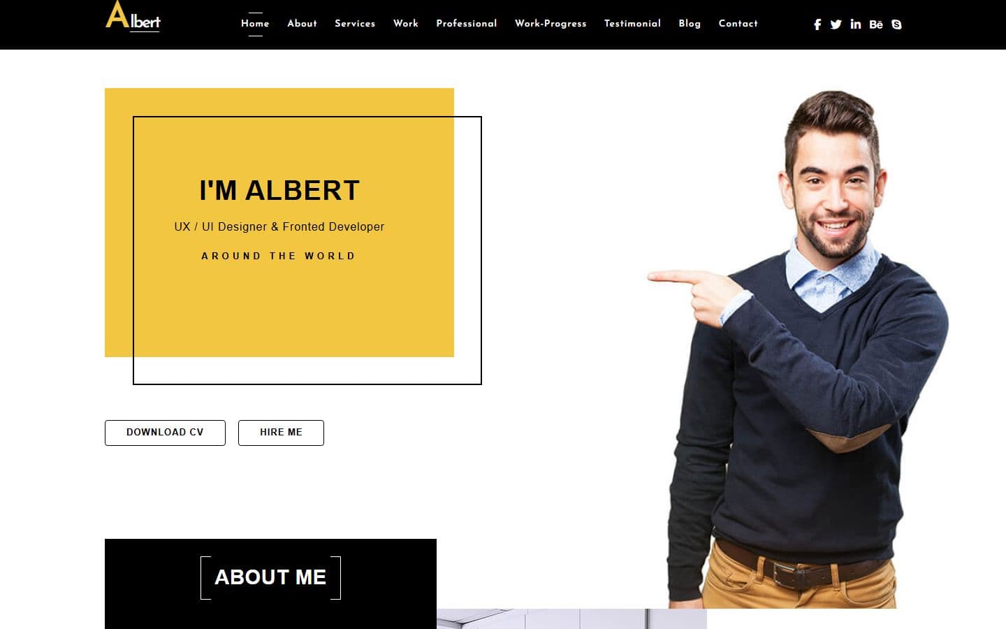 Albert – UX designer portfolio template HTML5 home page