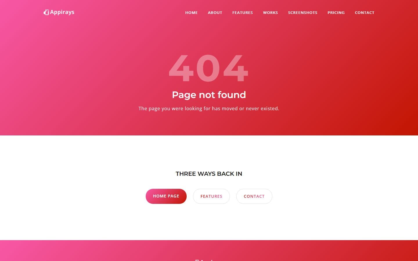 Appirays 404 page