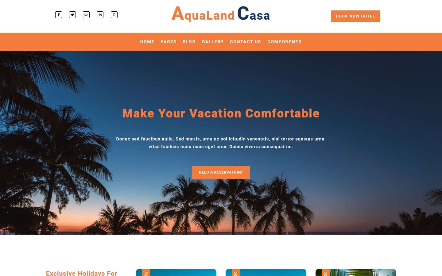 AquaLand Casa – Responsive Travel Company Website Template Free home page