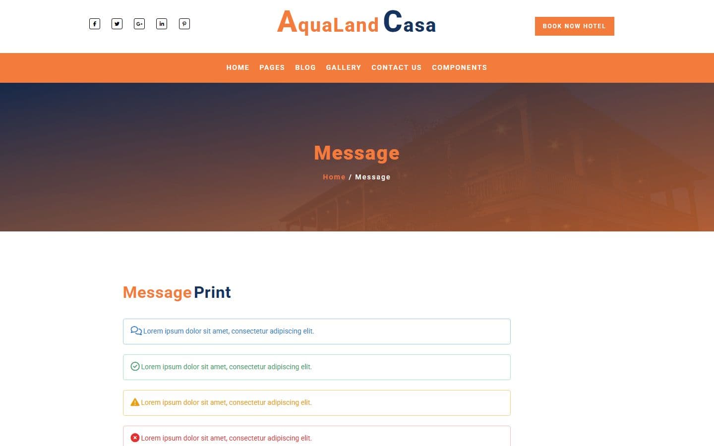 AquaLand Casa Message page