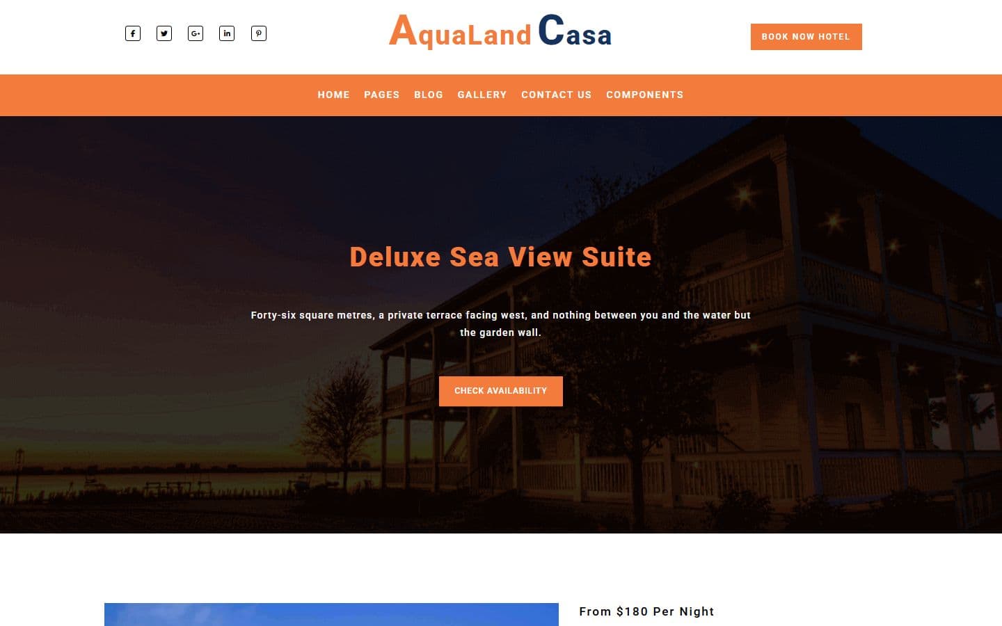 AquaLand Casa Room detail page