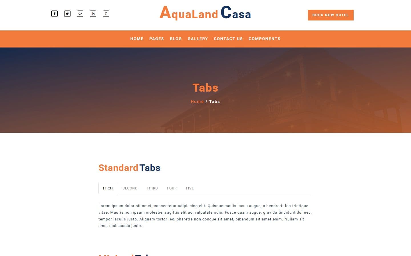 AquaLand Casa Tab page