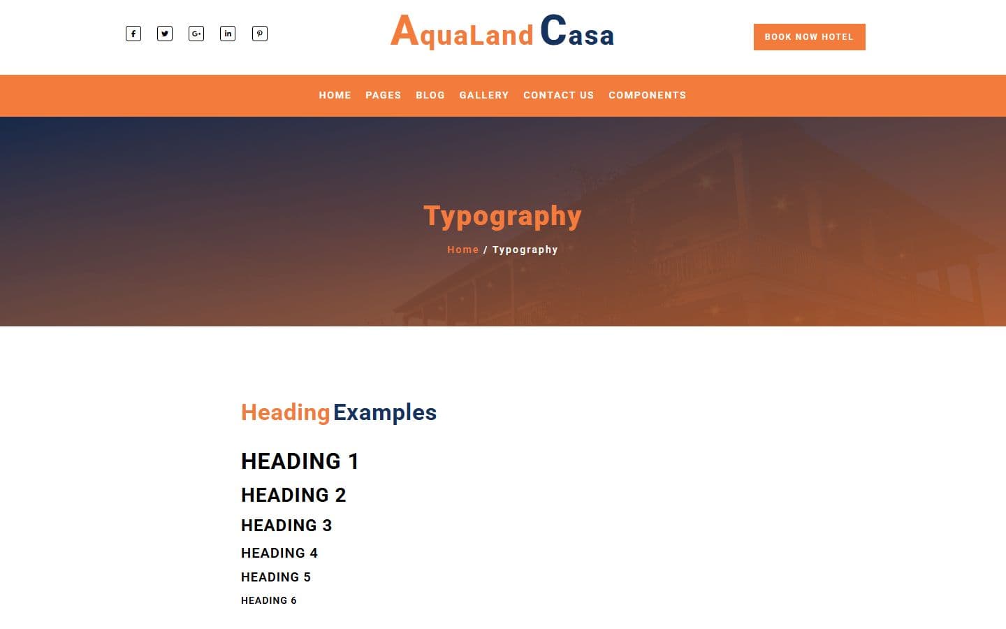 AquaLand Casa Typography page