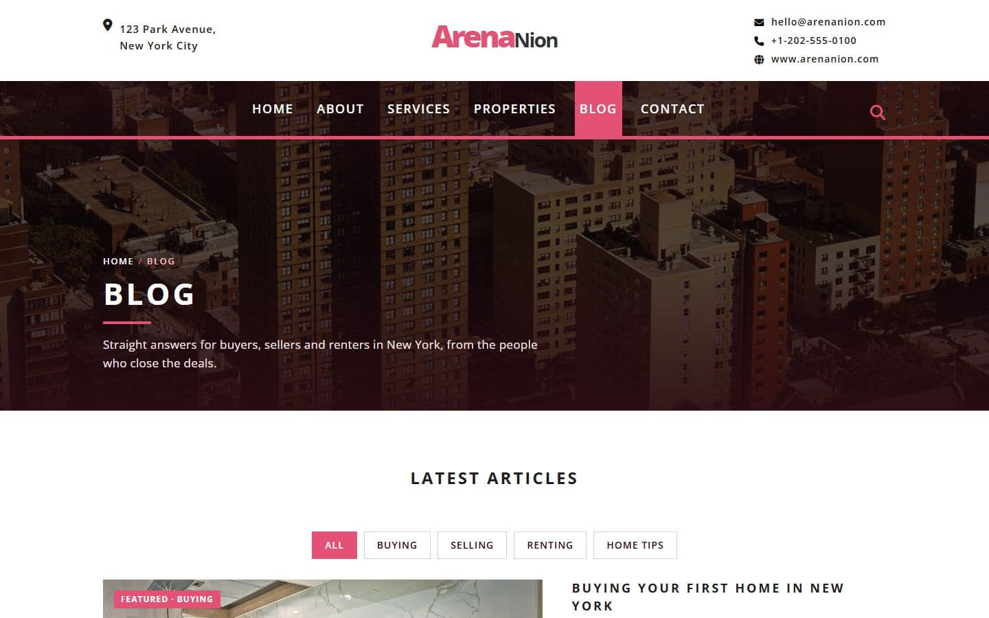 Arenanion Blog page