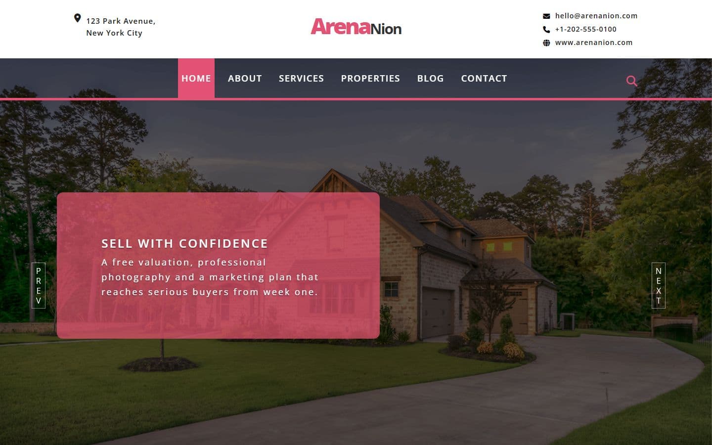 Arenanion – Responsive Property Website Template free Download home page