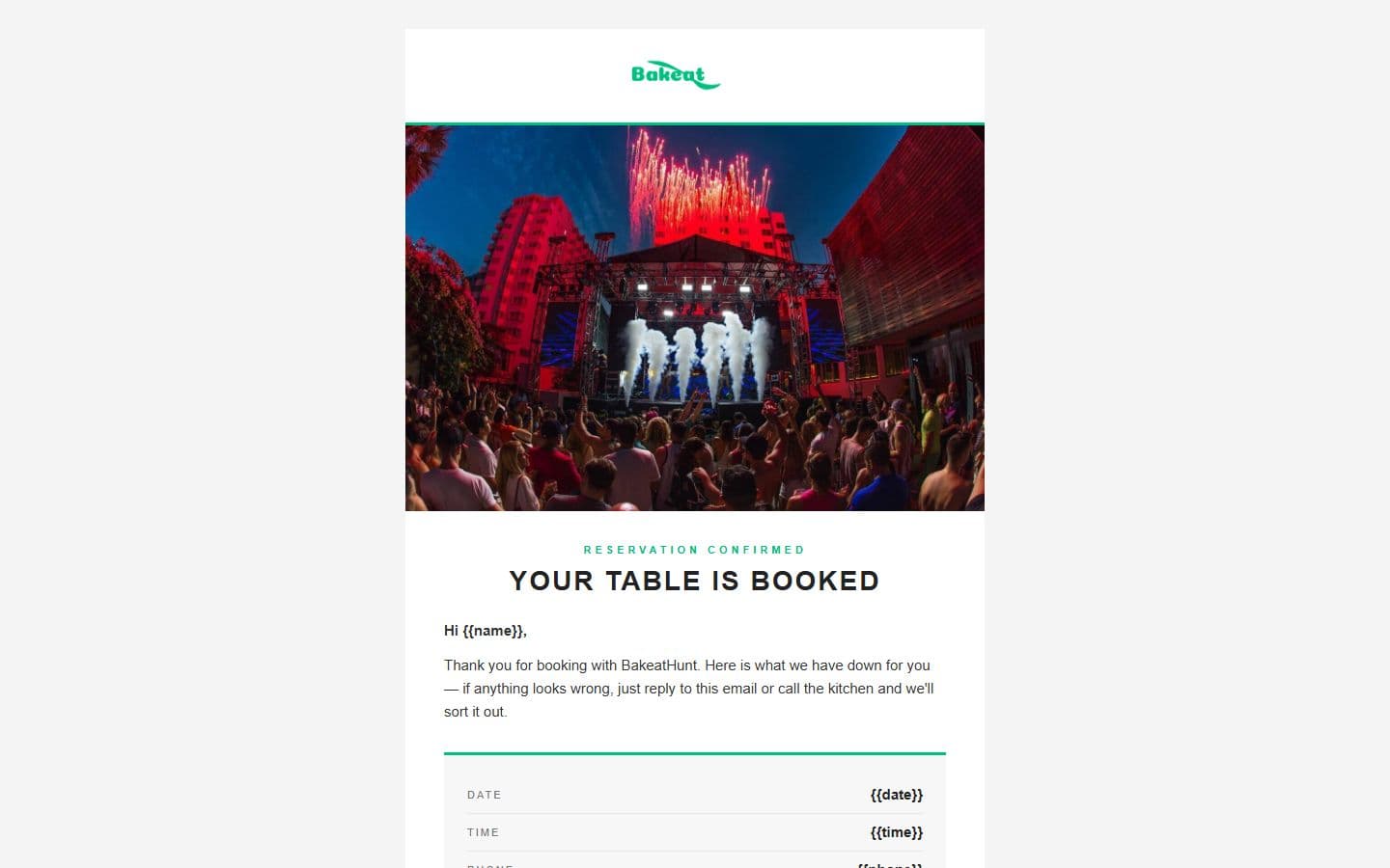 BakeatHunt Email: reservation page