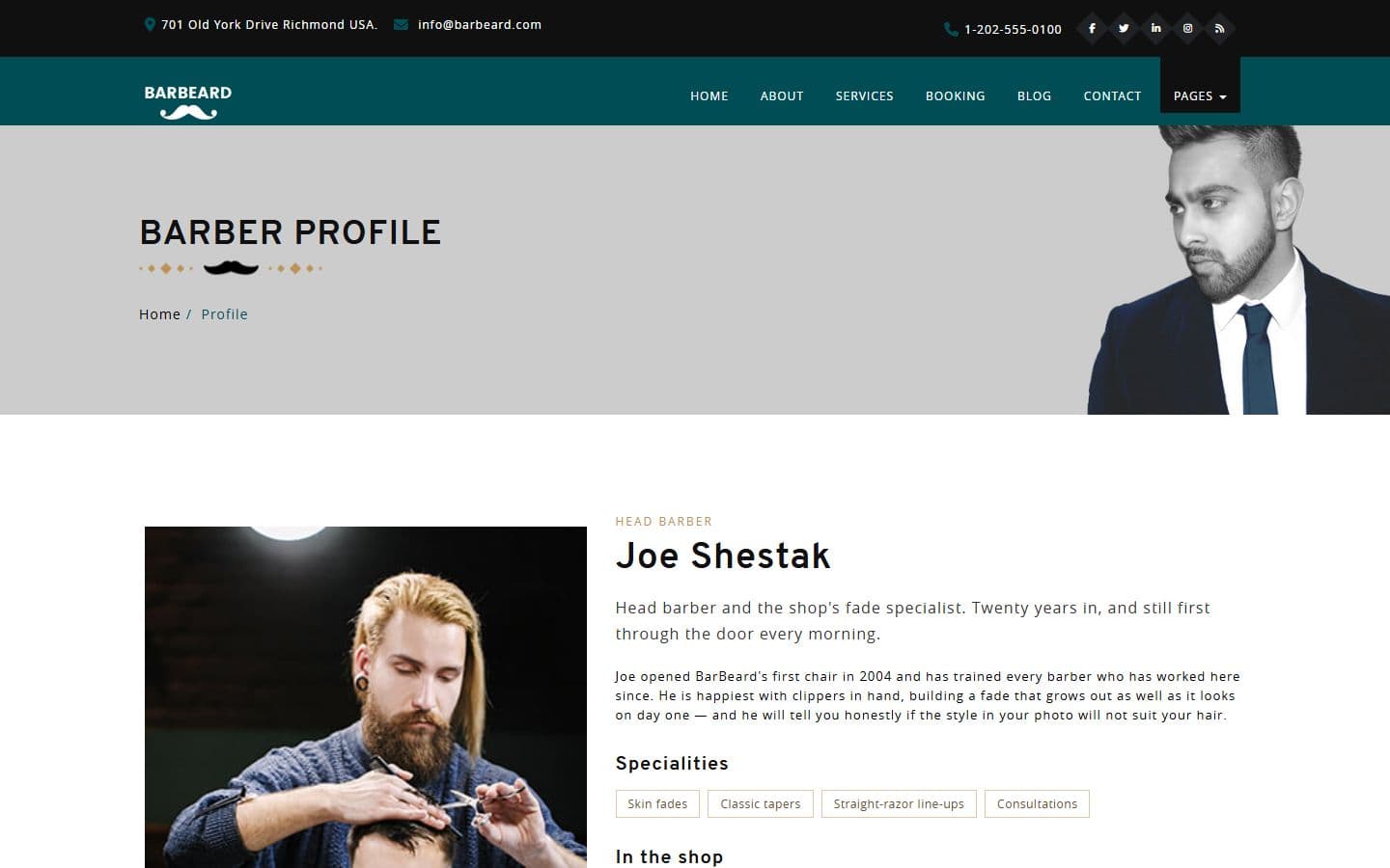 Barbeard Barber profile page