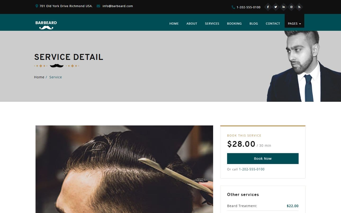 Barbeard Service detail page