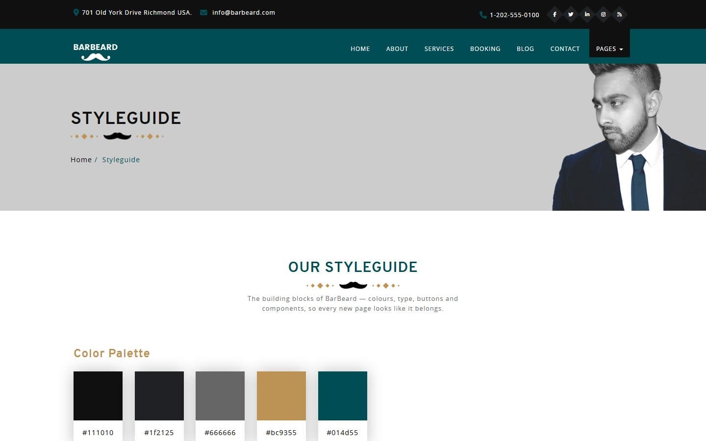 Barbeard Styleguide page