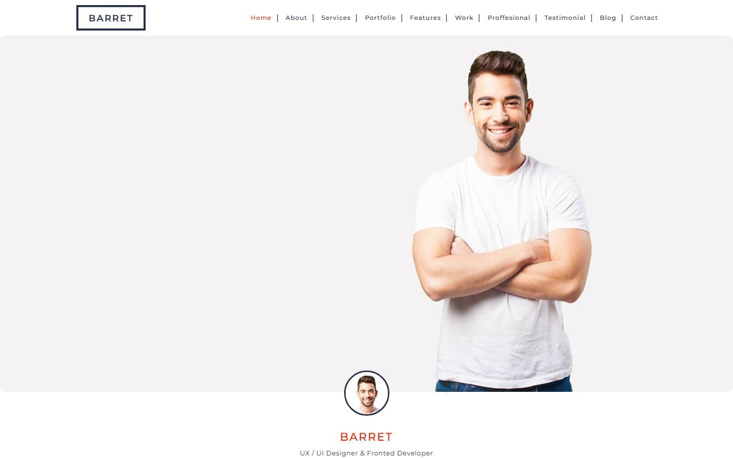 Barret – Portfolio Website Templates For Web Developer home page