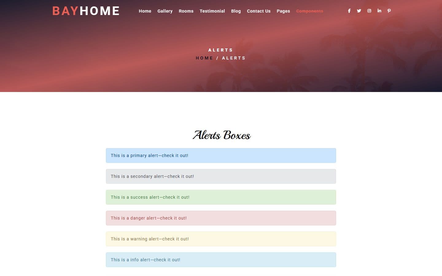 BayHome Alerts page